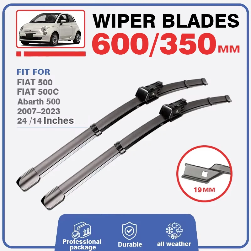 Car Front & Rear Wiper Blades For Abarth FIAT 500 500cc 312 2007-2017 2008 2009 2010 24\'\'14\'\'12\'\' Window Windscreen Windshield