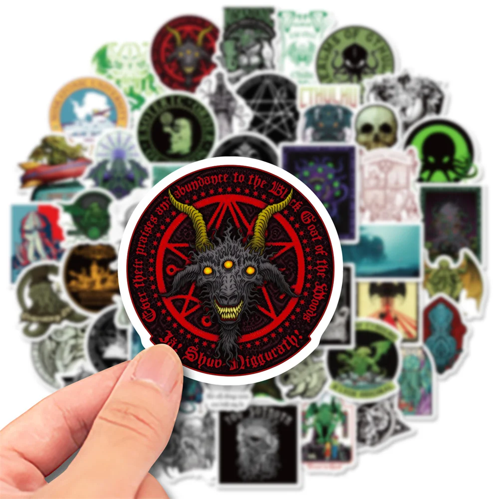 50 PCS Cthulhu Totem Graffiti Skull Thriller Horror Sticker for Luggage Laptop iPad Skateboard Gift Helmet Waterproof Sticker