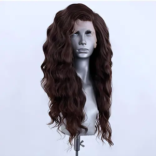 Imagen 2 del producto AIMEYA peluca con malla frontal sintética, peluca de encaje marrón, línea de cabello Natural, pelucas de parte de Cosplay para mujeres, peluca de encaje, pelucas onduladas de encaje sintético