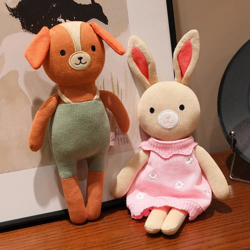

1pc 30cm Cute Rabbit Wear Cloth With Dress Plush Toy Stuffed Soft Animal Dolls Panda Cat Dog For Baby Birthday Gift