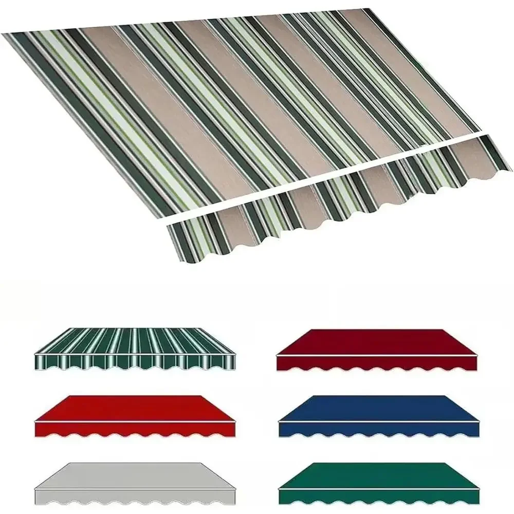 Water-Resistant Polyester Awning Cover, 10x16ft, Multi Stripe Pattern for Patio Shade Shelters