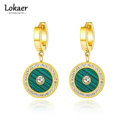 Lokaer Fashion Bohemia Party Shell Earrings Jewelry For Women Girls 18K Gold Plated Stainless Steel CZ Crystal Earrings E22212