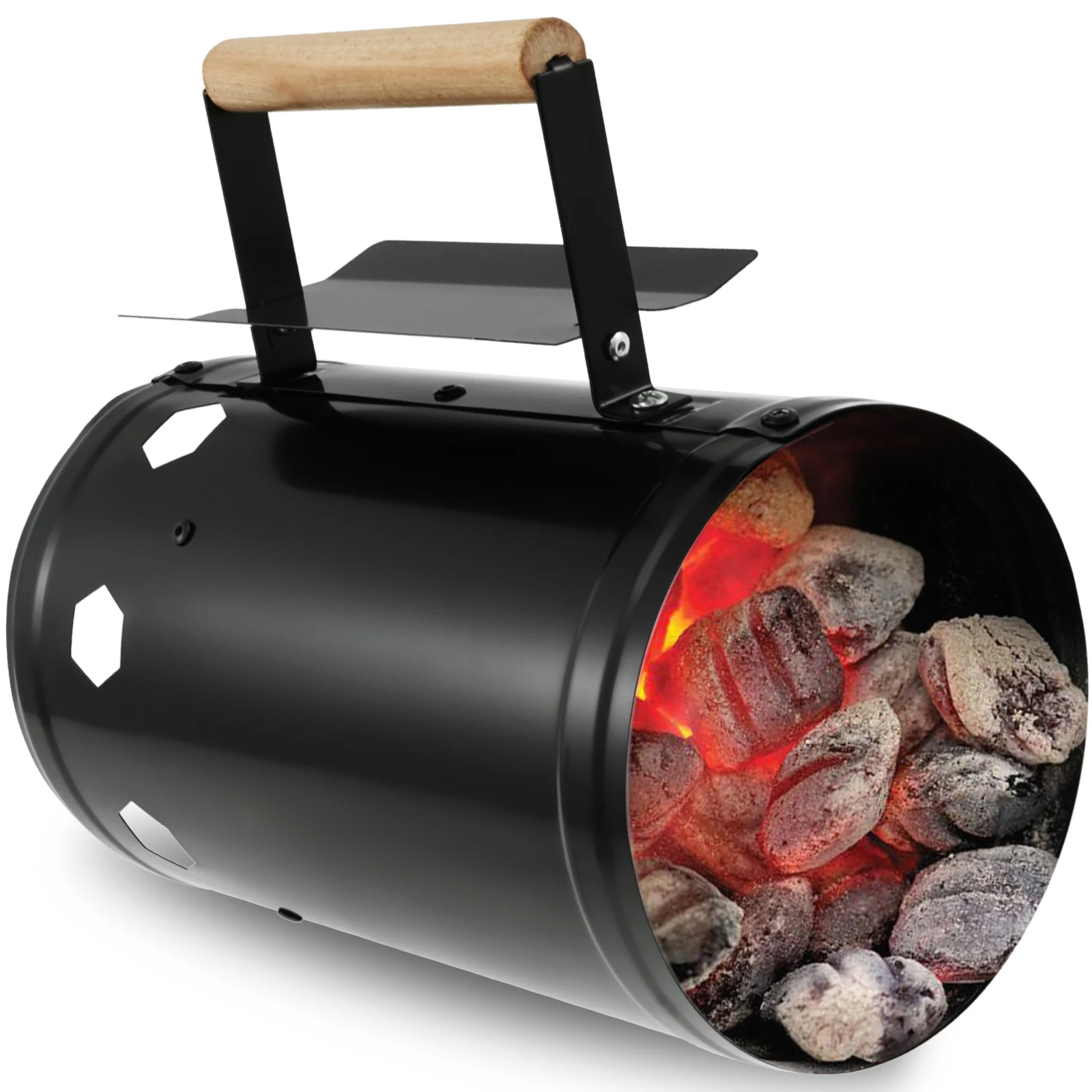 Arrancador de chimenea de carbón, barriles de encendido de carbón de punta rápida, herramientas de barbacoa de carbono con mango, chimenea de carbón para exteriores