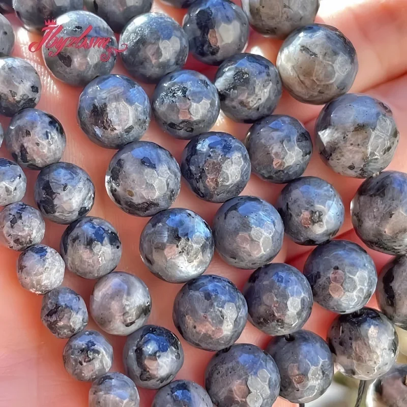 4/6/8/10/12mm Round Natural Black Labradorite Stone Beads for DIY Loose Beads Jewelry Making Necklace Bracelet Spacer Strand 15