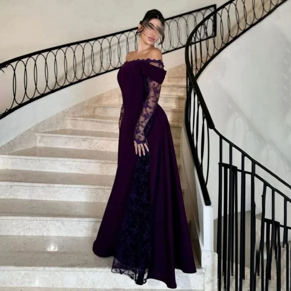 패셔너블한 로맨틱 프롬 드레스 매력적인 인어 레이스 아플리케 이브닝 드레스 플로어 길이 스트랩리스 레드 카펫 드레스 럭셔리