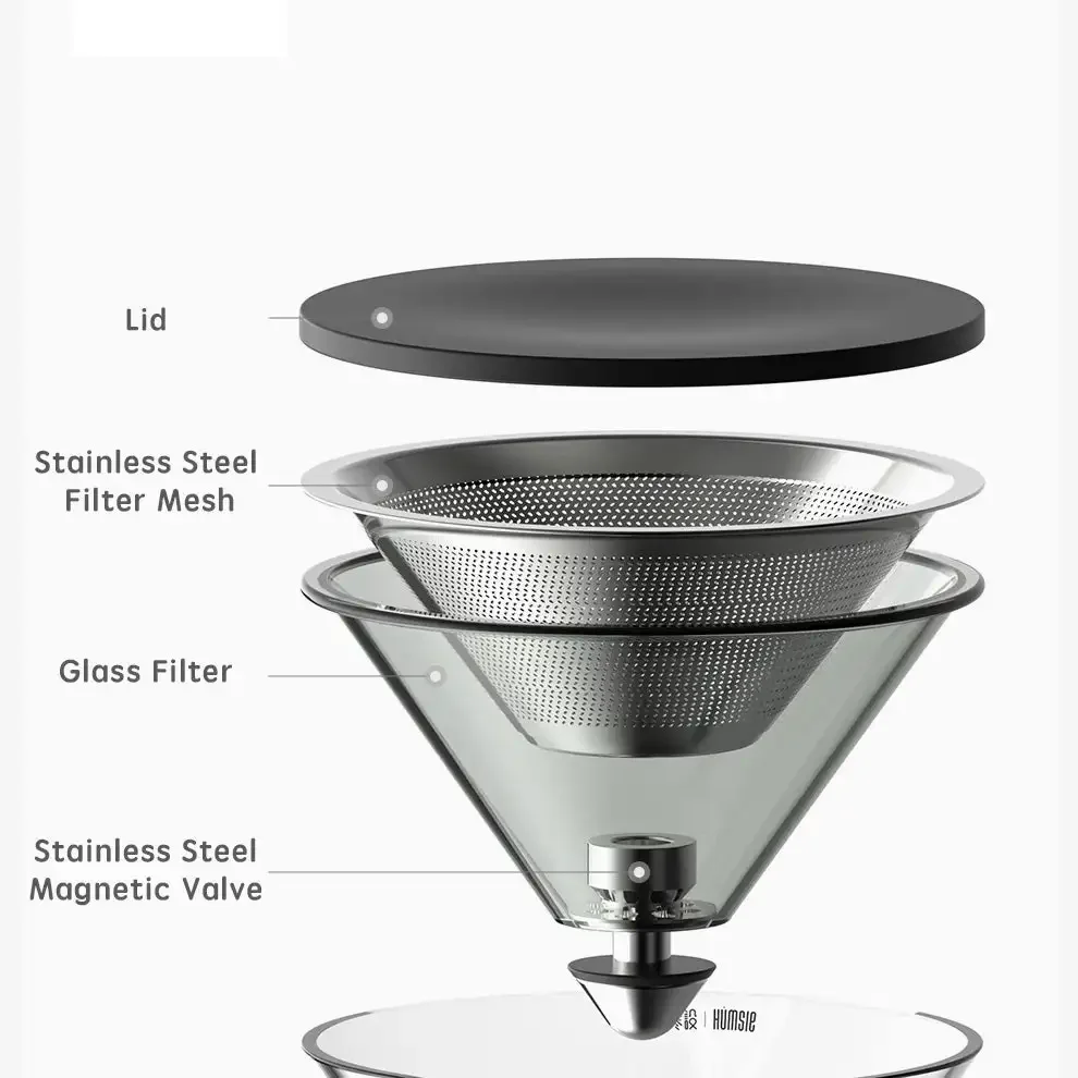 طقم شاي زجاجي مغناطيسي أنيق، فلتر من الفولاذ المقاوم للصدأ، مقبض طويل، مضاد للحرق، شاي زجاجي عالي الجودة، فصل المياه، هدية لمحبي الشاي