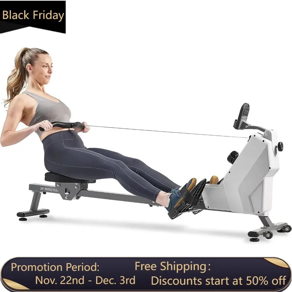 Folding Magnetic Rowing Machine/equipped with 43 Inch Rails/maximum Weight of 285 Pounds/digital Display and Ergonomic Pedals