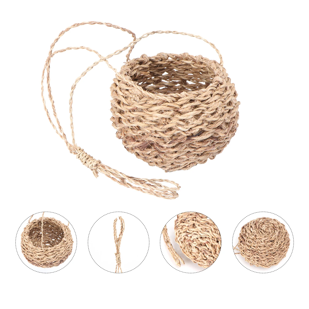 

Hemp Rope Basket Mini Jute Storage Organizer Plant Hanger Decorative Hanging Basket Soft Handwoven For Indoor Garden Clothes