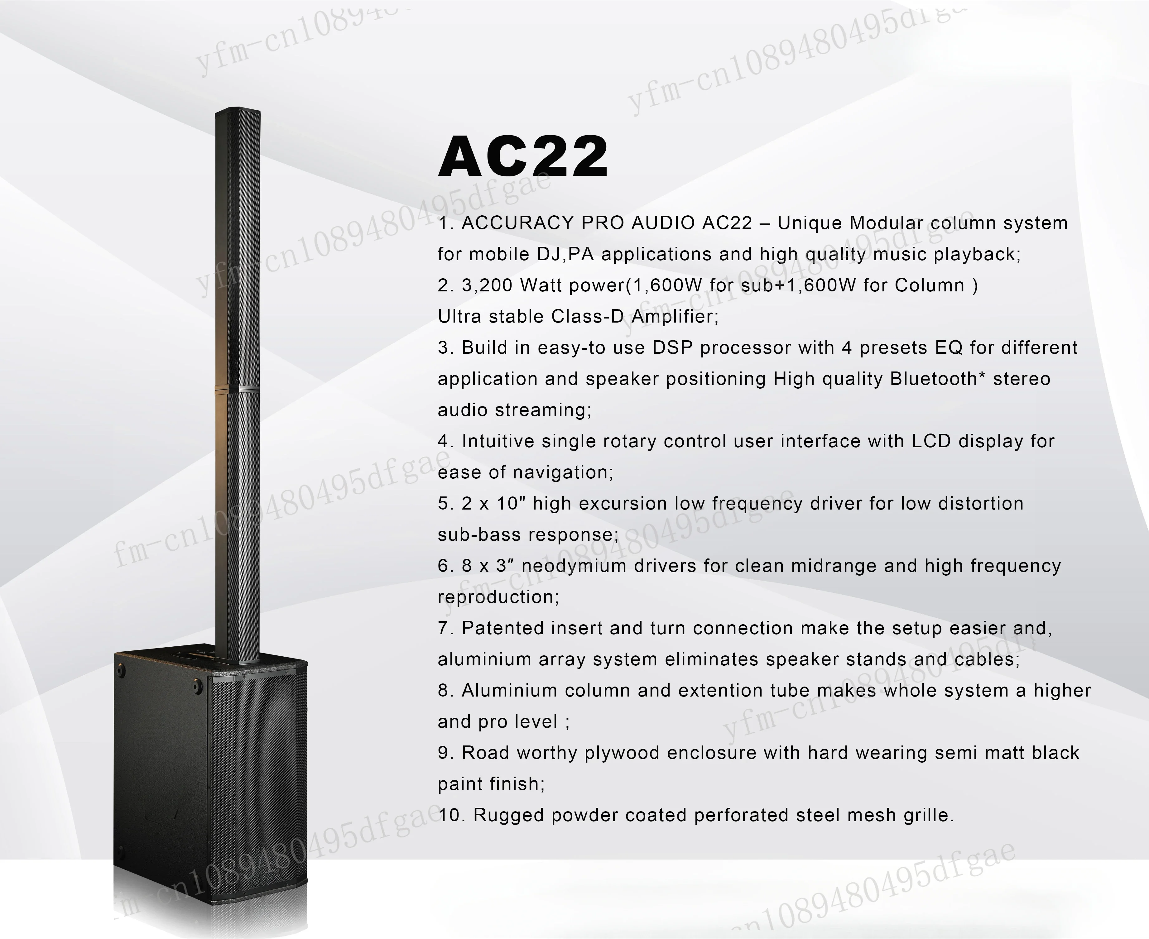 AC22 patent Modular Design dj stage 800W Subwoofer PA sound System Active power Column Floor Speaker box