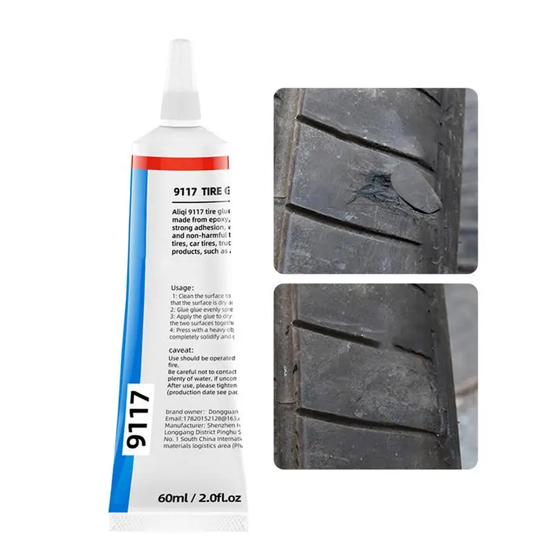 

Tire Repair Glue 60ml Heat Resistant Quick Dry Sidewall Repair Tire Glue Strong Adhesive Portable Multifunctional Tire Repair