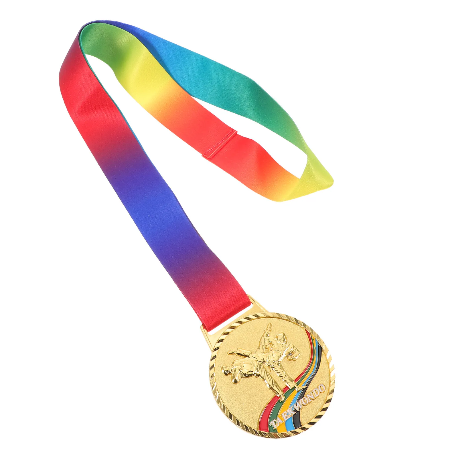 

Медаль чемпиона по тхэквондо с золотым покрытием, из цинкового сплава, награда за первое место на турнире, с яркой лентой на шею, для боевых искусств и карате
