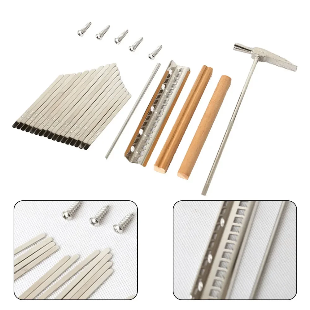 Thumb Piano Replacement Parts Set Kit For 17 Keys Kalimba With Keys Bridge Tuning Hammer Kit Thumb Finger Piano DIY Accessories