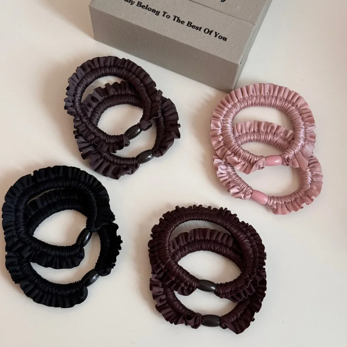 

Корейские эластичные резинки для волос с многослойными кружевными оборками, простые базовые резинки для хвоста, аксессуары для укладки волос