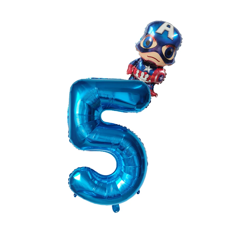 Mini ballons à chiffres de 32 pouces, 2 pièces, les Avengers, Spiderman, Hulk, 1, 2, 3, 4, 5, 6, 7, 8, super héros, décor de fête d\'anniversaire,