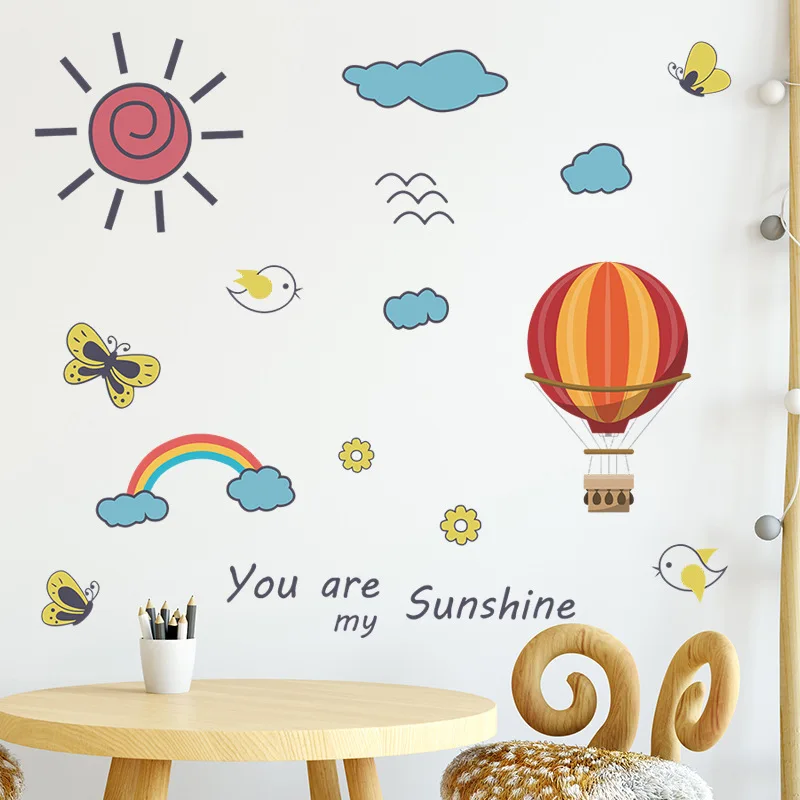 Cartoon painted rainbow sun children bedroom porch home wall background decorative wall stickers self-adhesive room decoration