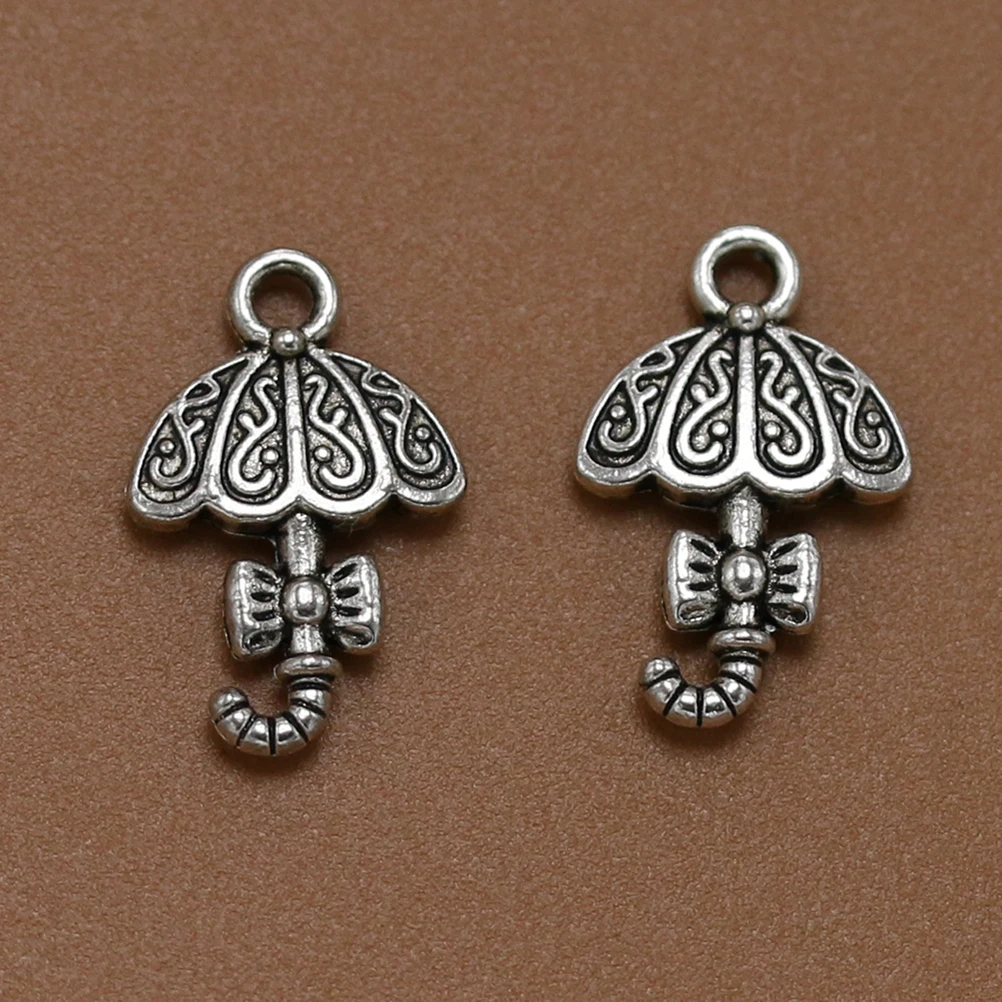 

50PCS Silver Umbrella Pendant Charm DIY Jewelry Making Accessory Fine Workmanship Alloy Necklace Bracelet Keychain