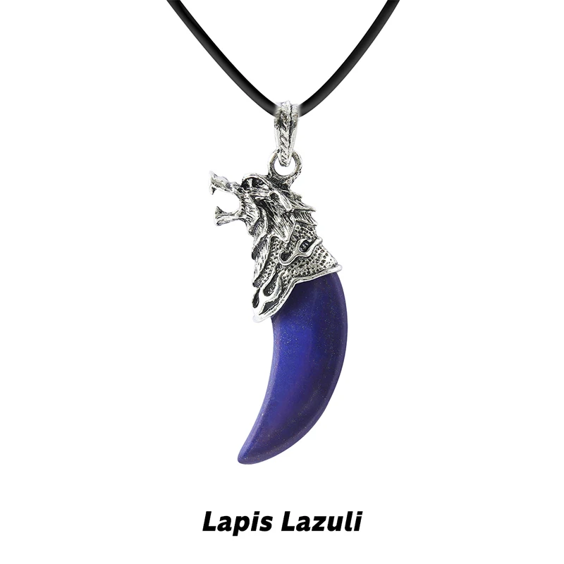 Wolf Tooth Pendant Necklace with Rose Quartz & Amethyst