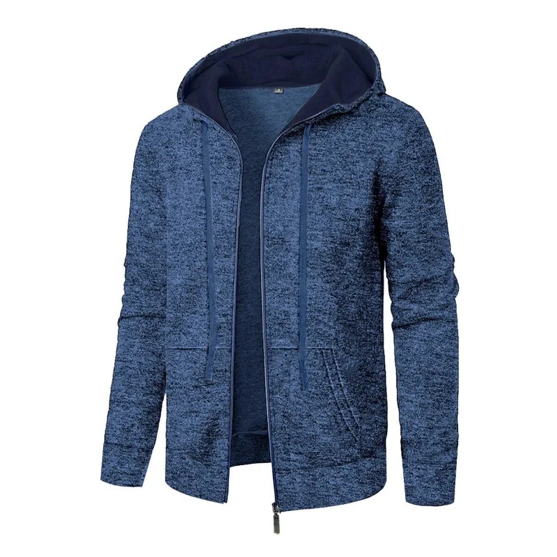 

New Men's Sports Fitness Casual Jacquard Sweatshirt Cardigan Hooded Jacket Knit Cardigan
