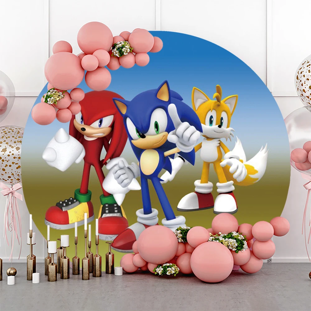 

Miles Prower Sonic The Hedgehog Round Photo Backdrop Background For Photography Baby Shower Birthday Party Supplies Props Banner