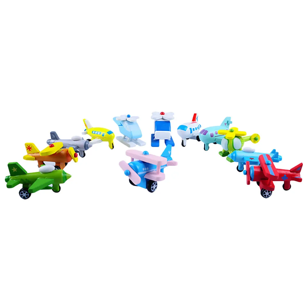

12Pcs Mini Airplane Wood Children Plaything Educational Early Learning Color Recognition Kids Development Plane Set