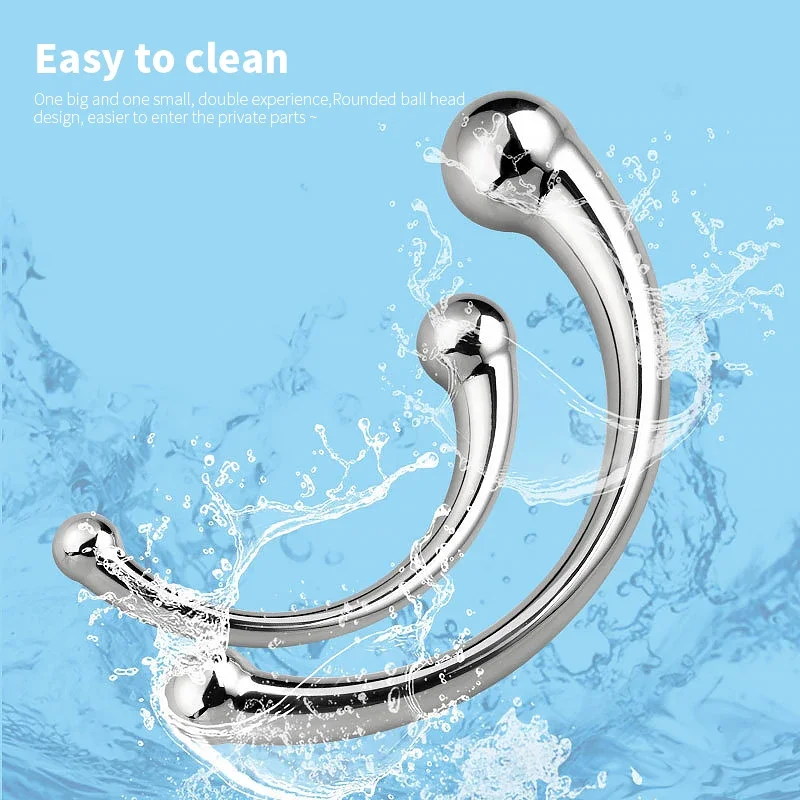 Double Ended Anal Hook Butt Plug Stainless Steel G Spot Wand Prostate Massage Stick Vagina Stimulator Sex Toys for Men Women 18+