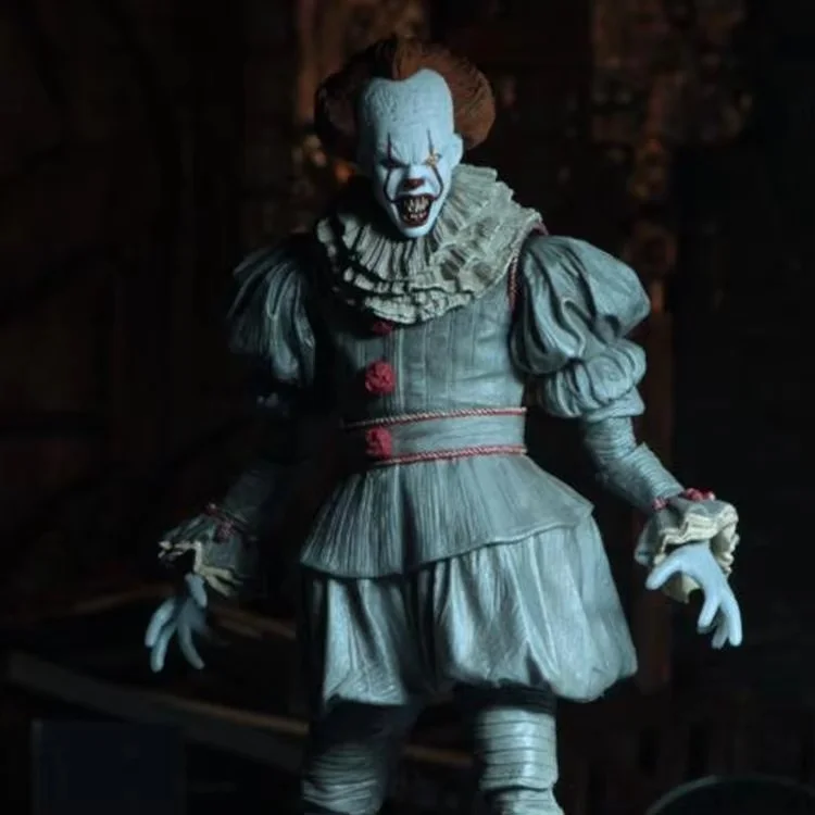 NECA Stephen King's Pennywise Joker Clown With LED Light PVC Action Figure Model Toys Christmas Gift For kids Horror Doll