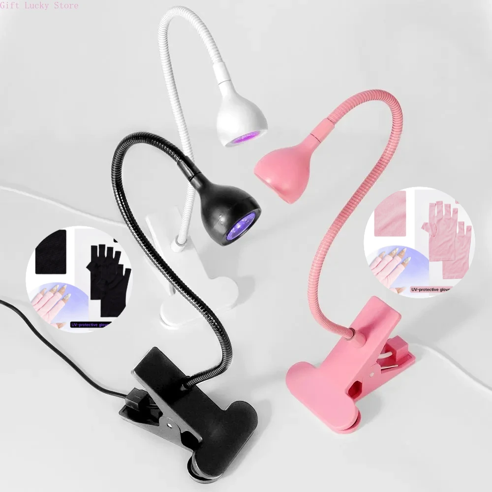 

LED Nail Lamp 3W Nail Dryer with Gooseneck Clamp Adjustable Portable UV Light for Manicure Curing Light for Salon Nail DIY