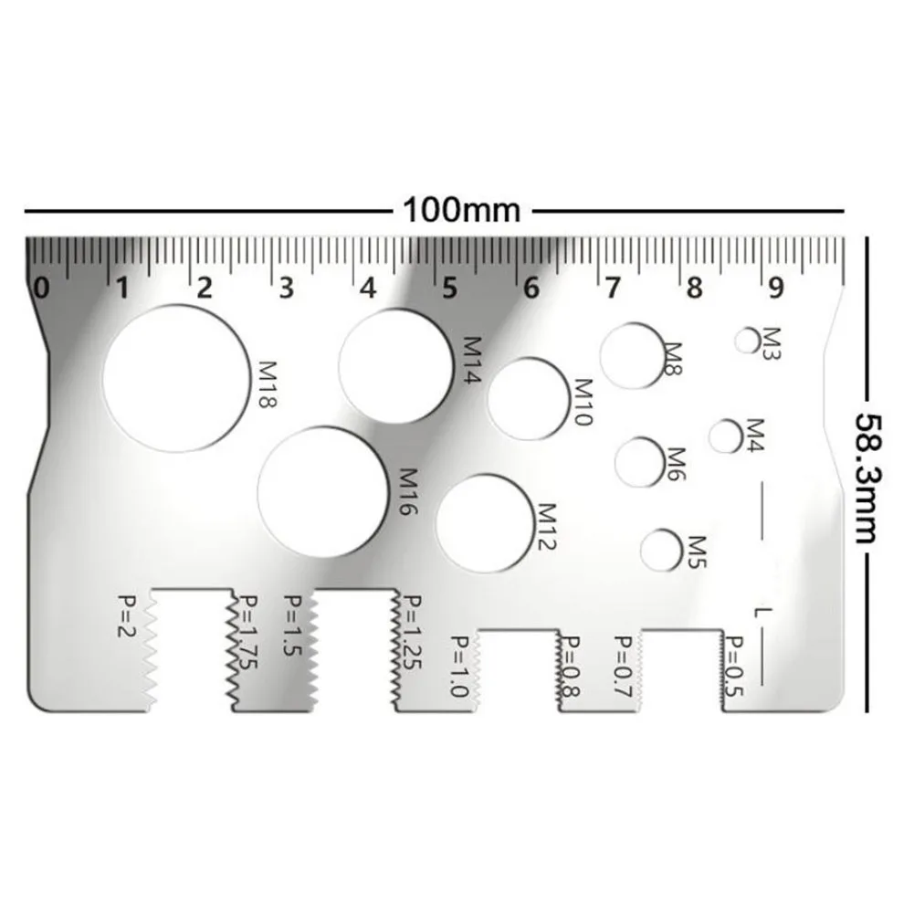 2PC Bolt Thread Checker-Measurement Tool Ruler Measuring Bolt Nut Metric Stainless Steel For Screw Portable Measuring Gauge Tool