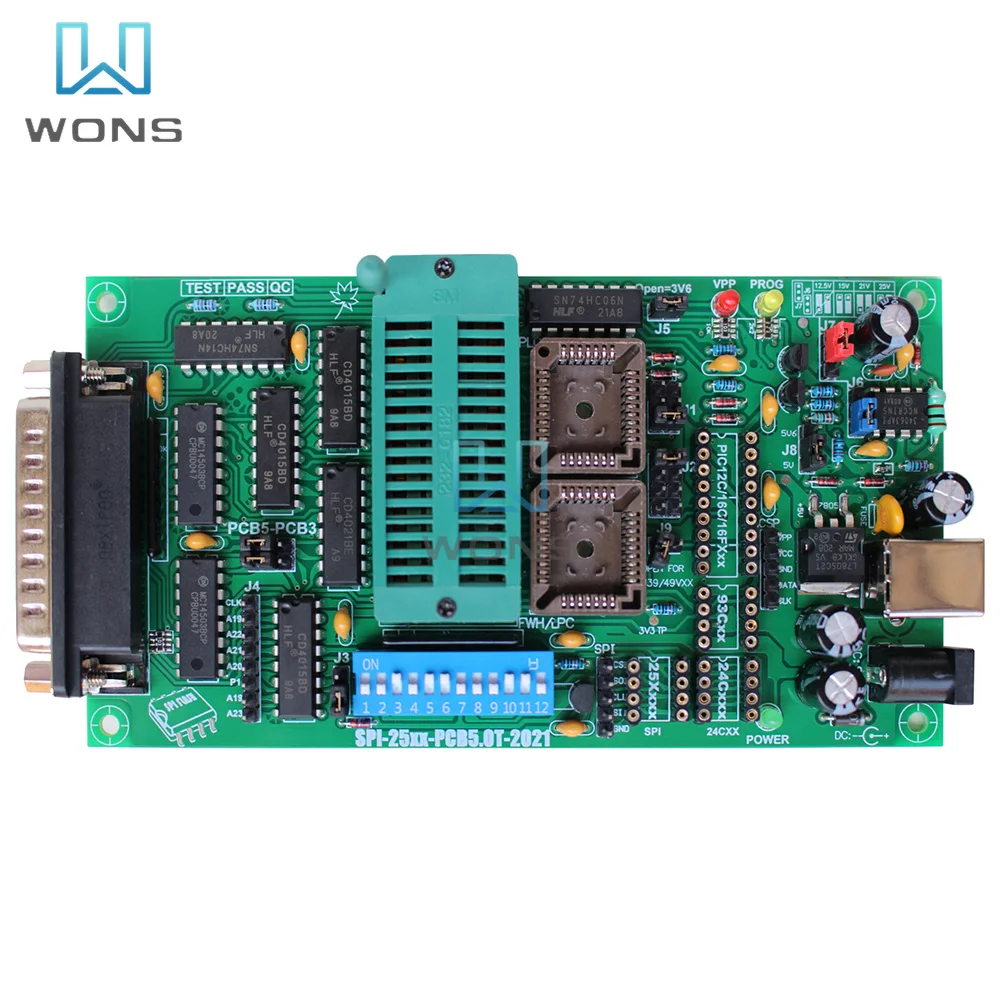 Diymore SPI 25xx PCB5.0T-2021 programator EPROM BIOS009 PIC obsługuje klips promocyjny 0.98 d12 PLCC32 + SOIC 8-pinowy Adapter