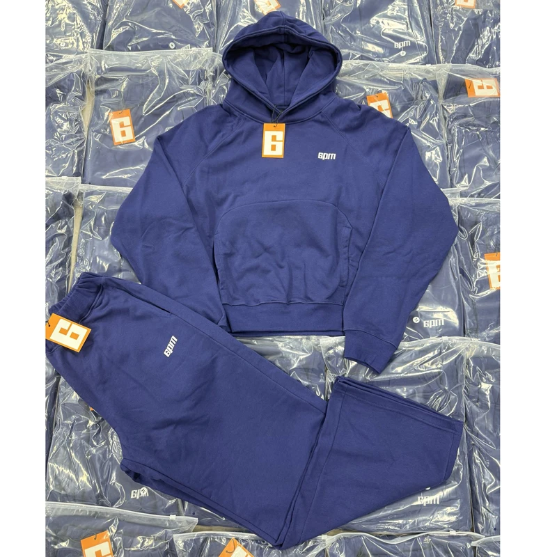 

Высококачественные настоящие фотографии для мужчин и женщин, свободный комфортный свитшот 6pm, комплект спортивных штанов, классический пуловер с вышитым маленьким логотипом Sixpm