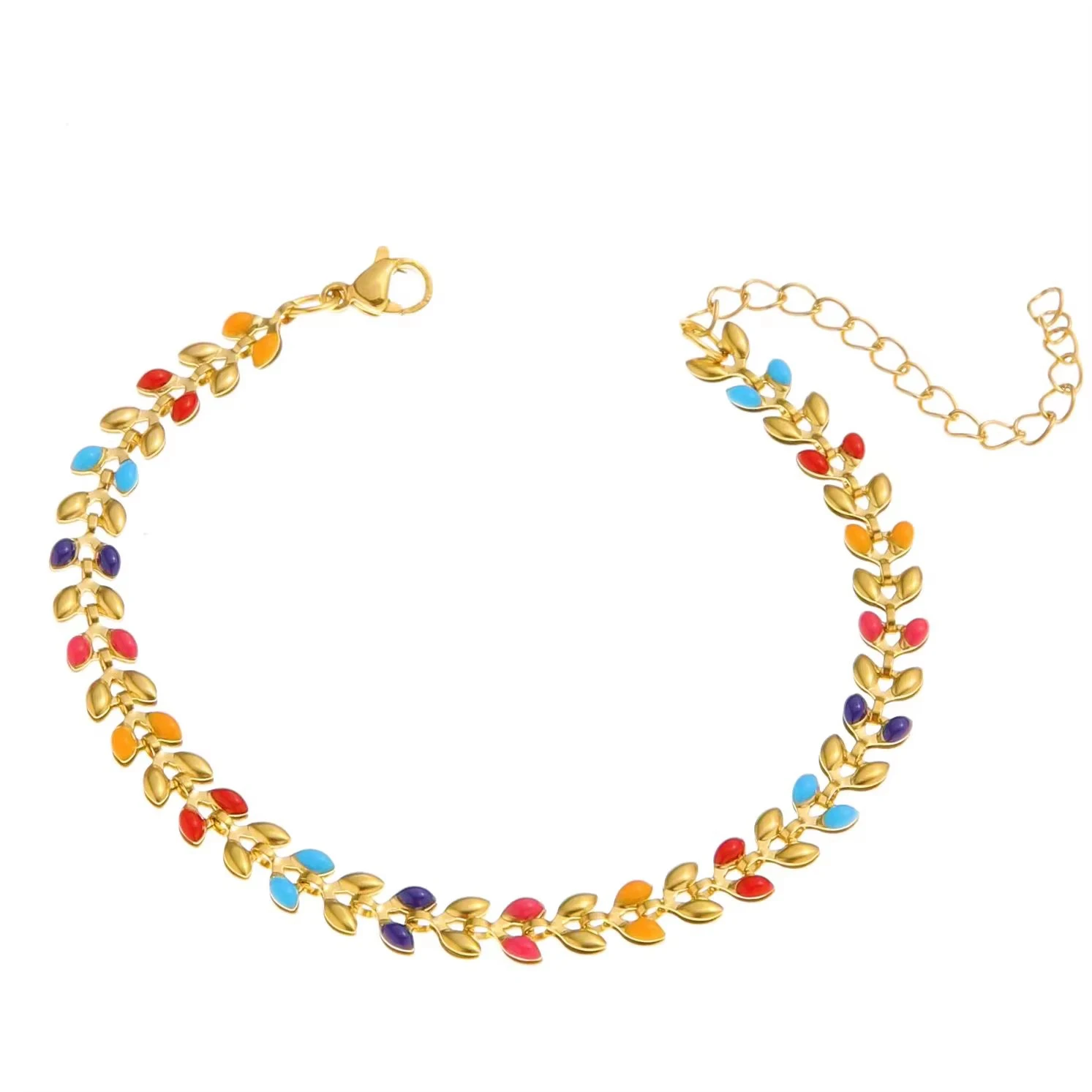 

Leaf Bracelets For Women Simple Plating Stainless Steel 18k Gold Dropping Oil Craft Chian Bracelet Jewelry Gifts Daily Wear