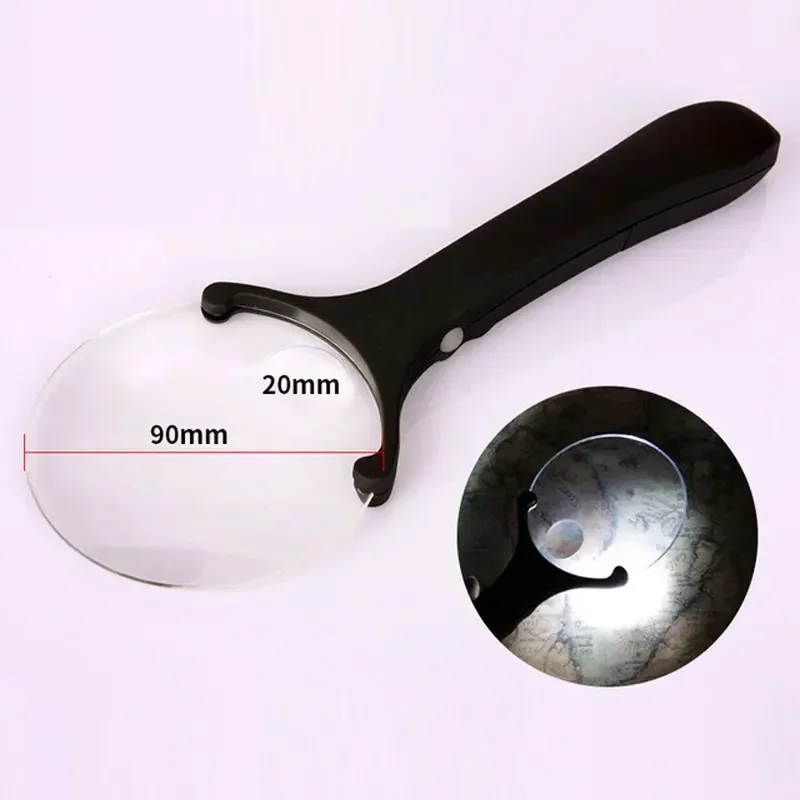 

2.5x 6x Magnifying Glasses with Led Lights Illuminating Handheld Jewel Identify Helping Hand Magnifier Newspaper Reading Loupe