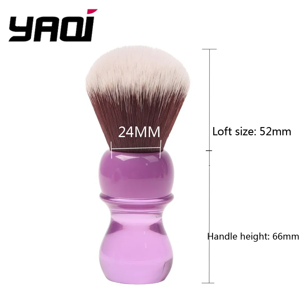 YAQI 24mm Wet Shaving Brush for Men with Purple Handle Mink/Synthetic Hair Knot Beard And Face Grooming Tool