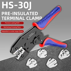 HS-30J Ratcheting Wire Crimper Pliers Set with 4 Jaws for 03B/10N/10WF/35WF Connectors Multi-functional HandCrimping Tool Kit