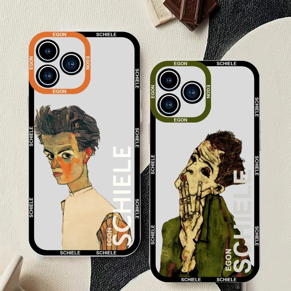 E-Egon Schiele Phone Case For Samsung Galaxy S23 S22 S21 S20 S10 Plus lite Ultra Transparent Shell