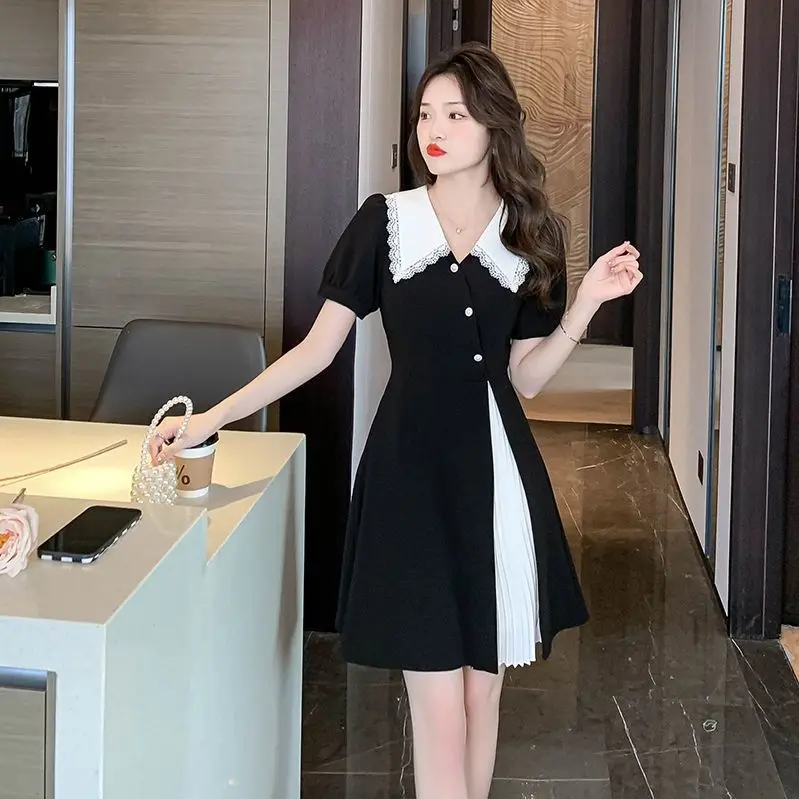 peter pan collar black dress Peter Pan Collar Tiered Dress main image 1