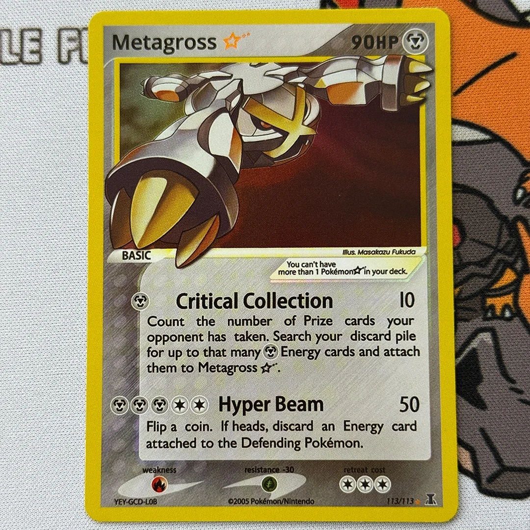 Tarjeta Proxy 2005 Pokémon Ex Delta Species # Tarjeta Coleccionable Metagross Holo Ex 113, Tarjeta de Regalo de Anime PTCG Hecha a Mano