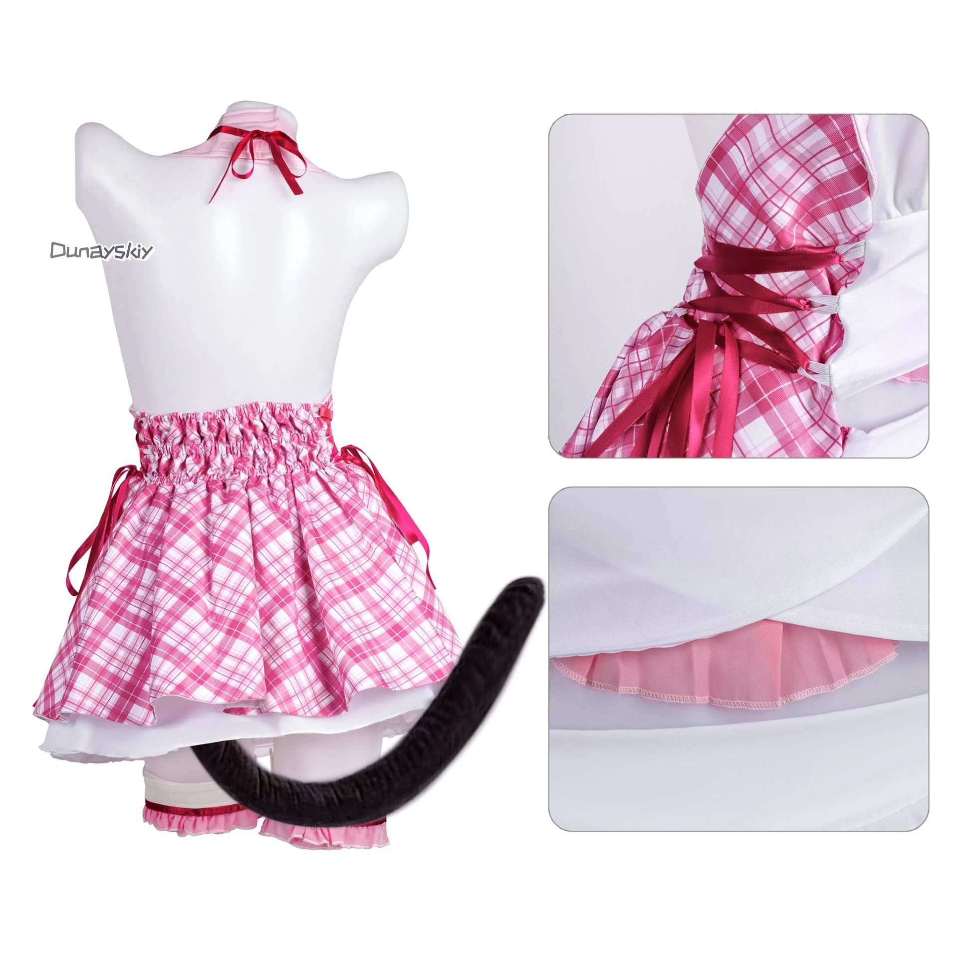 Juego Anime Nekopara vainilla Chocola disfraz de Cosplay Nekomimi Paradise peluca estampado traje de sirvienta mujer Sexy traje de Carnaval Kawaii