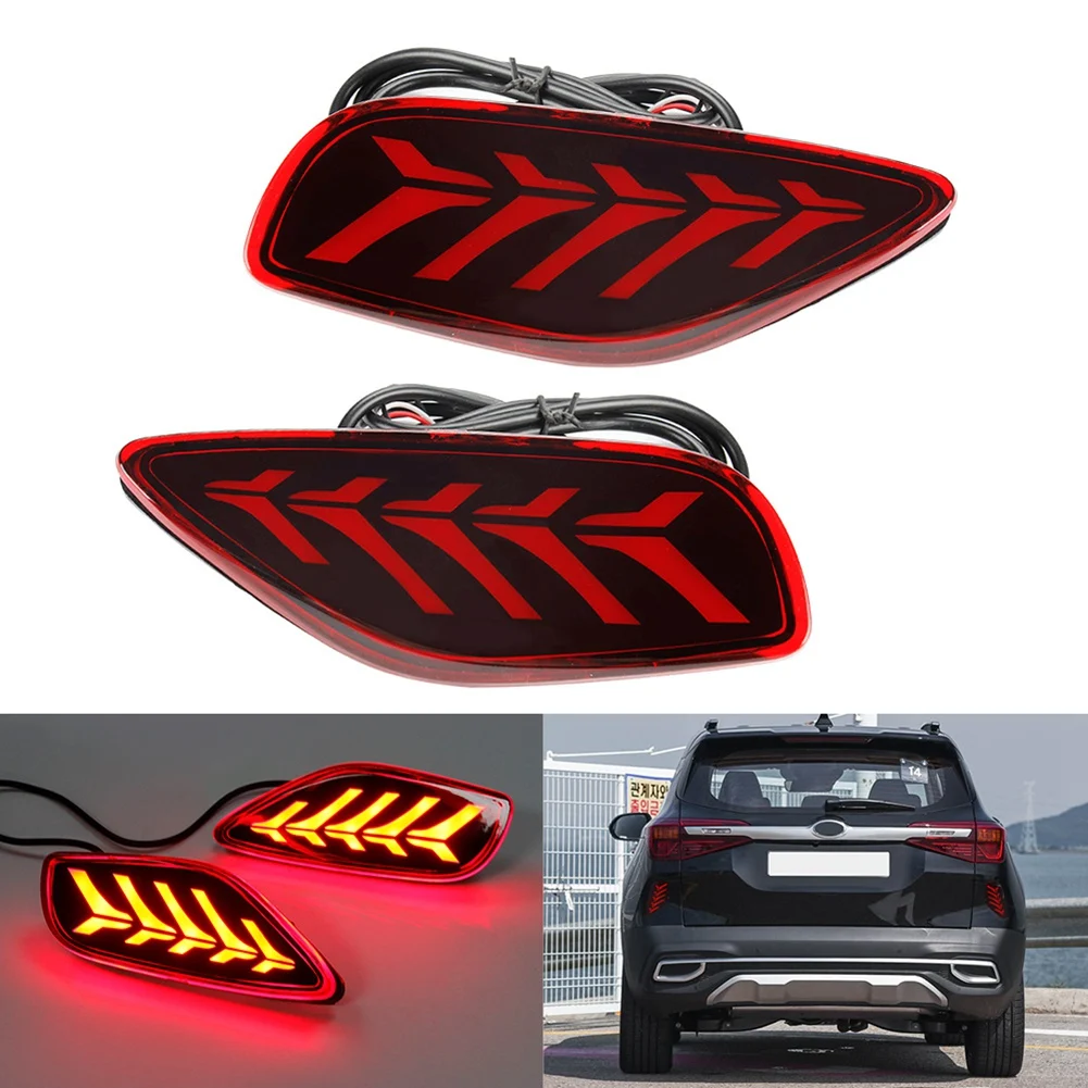 1 Pair Car LED Turn Signal Reflector Tail Light Rear Bumper Light Rear Fog Lamp Brake Light for Kia Seltos 2019-2021