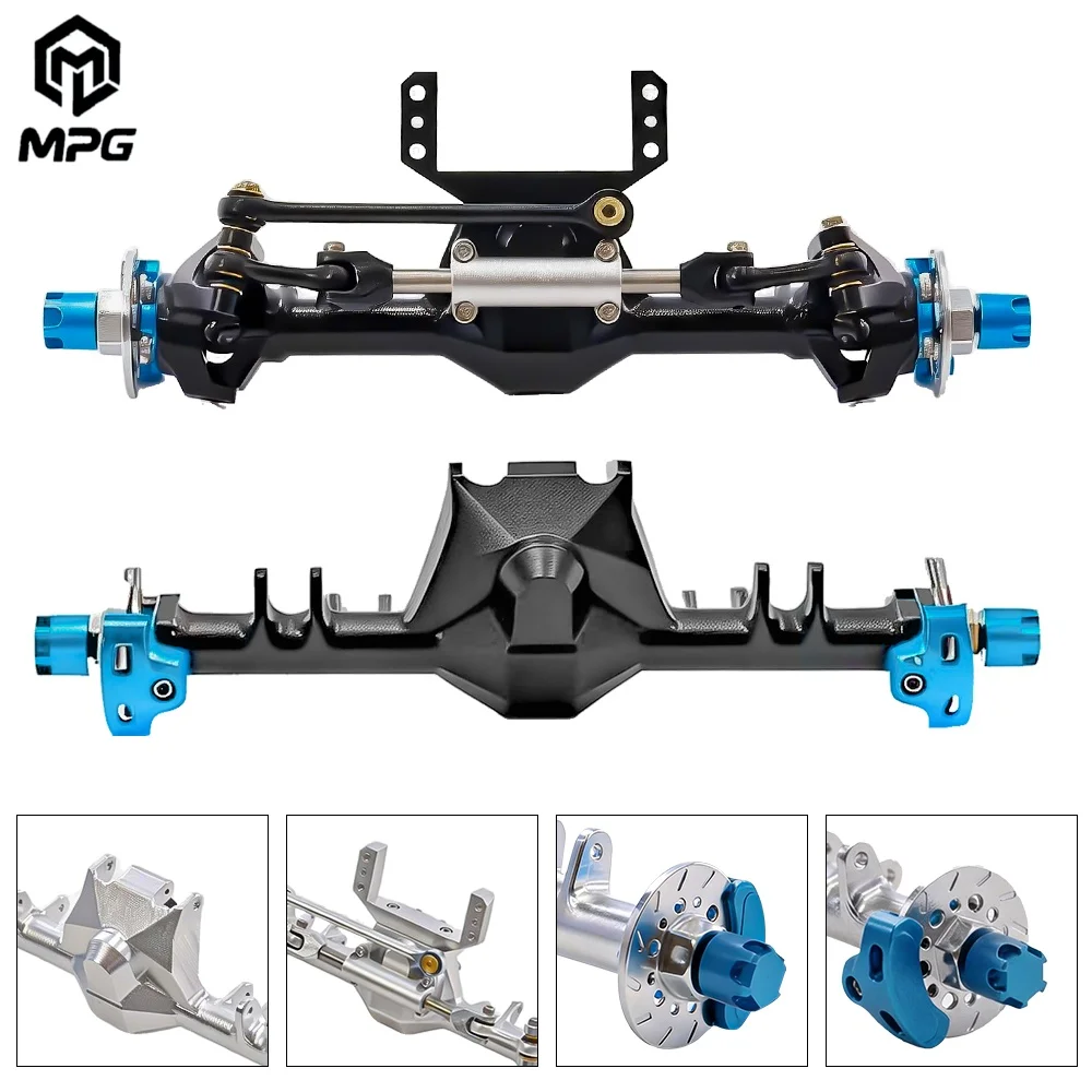 

+9mm Aluminum Hydraulic Front Rear Straight Axle With Steering Link For 1/24 RC Crawler SCX24 Deadbolt 90081 C10 JEEP Gladiator