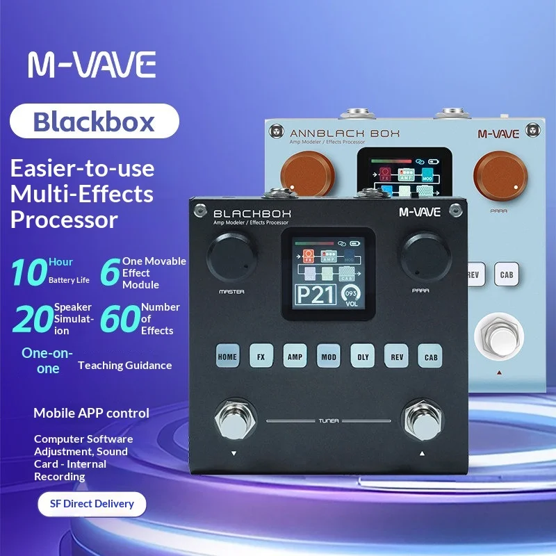 Hot In Stock M-Vave Blackbox Guitar Multi Effects Processor Bass Pedal Amp Simulation Audio Interface Recording Device