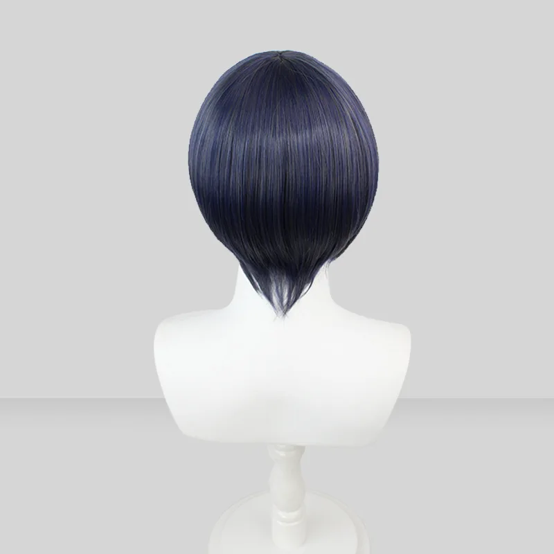 Ciel Phantomhive Wig Cosplay 30cm, kostum pesta pendek Ciel tahan panas rambut sintetis pesta + topi Wig