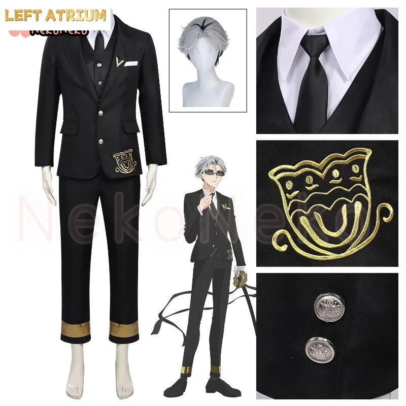 Disfraz de cosplay de Itecho Kangetsu de Anime Agents of the Four Seasons: Dance of Spring, peluca, traje negro, regalos de Halloween