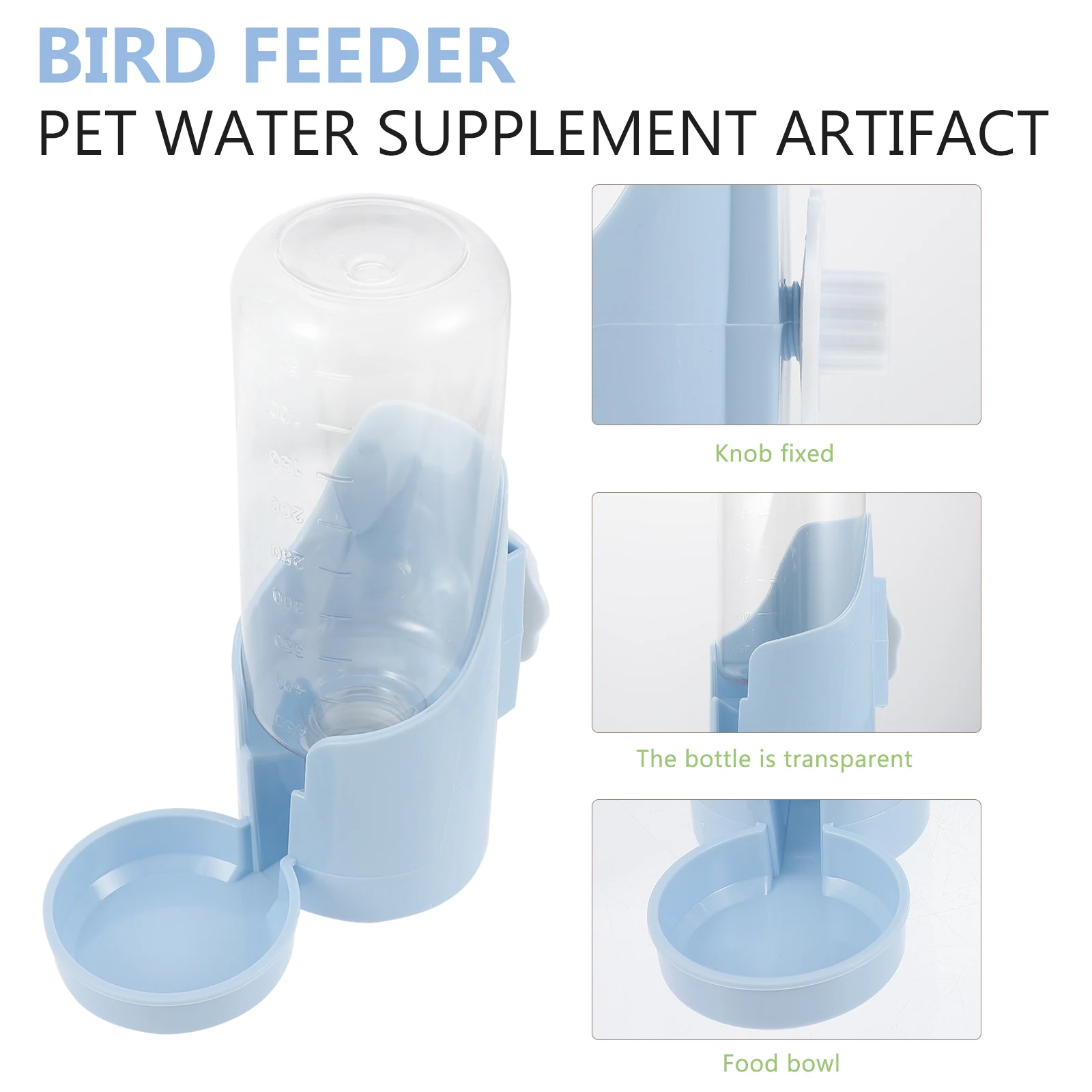 

Automatic Bird Water Feeder Durable Plastic Container Cage Pet Bottle Parrot Drinking Clean Adjustable Height Install