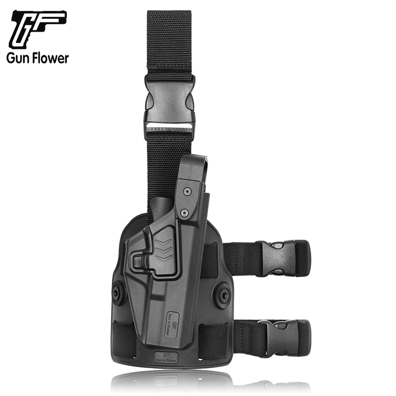 Glock 17/19 Tactical Drop Leg Platform with Level 3 Duty Gun Holster fit for Glock 17 19 19X 22 23 31 32(Gen1-5) G22 (Gen 1- 4 ）