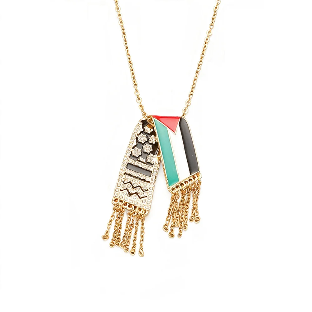 Fashion Stainless Steel Zircon Tassel Scarf Shape Pendant Chain Necklaces Accessories Charm Pendant For Women Men