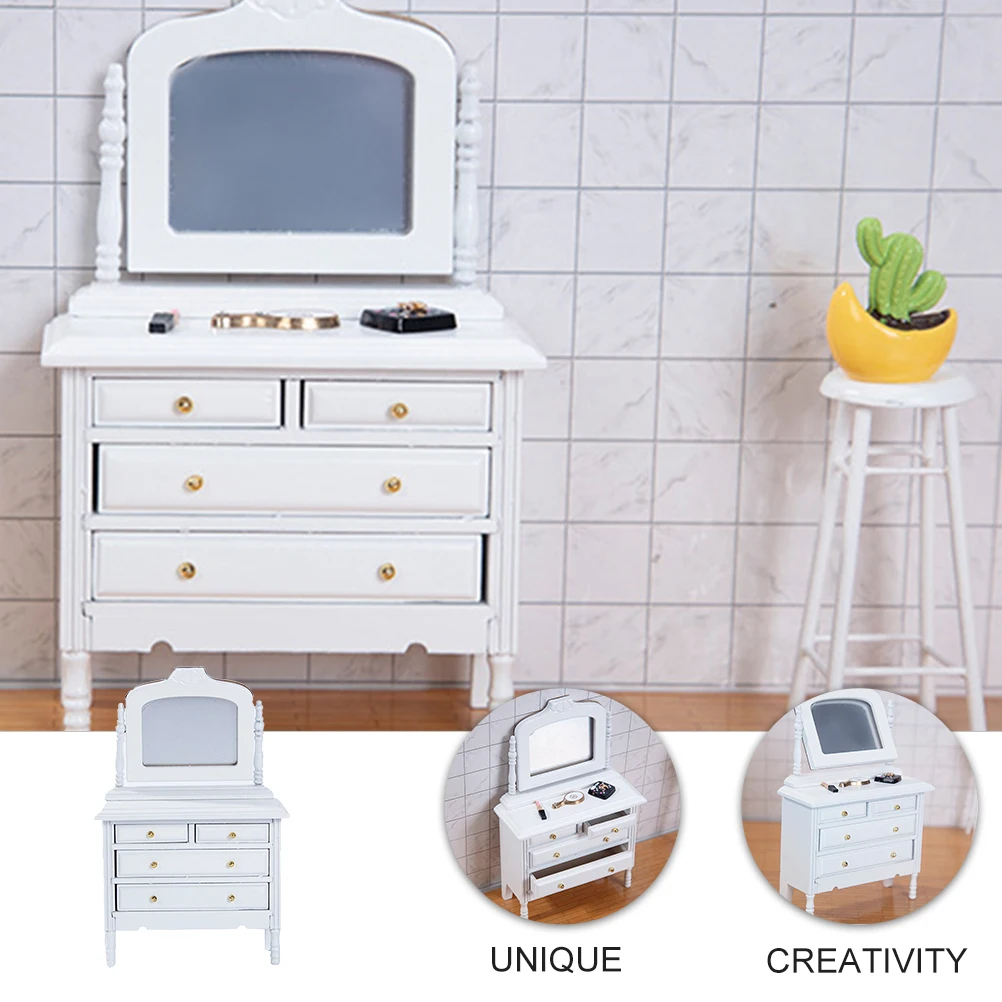 

1pc Miniature Dressing Decor Wooden Handicraft Small Model Kids House Mini House Furniture Furniture Toy Simulation