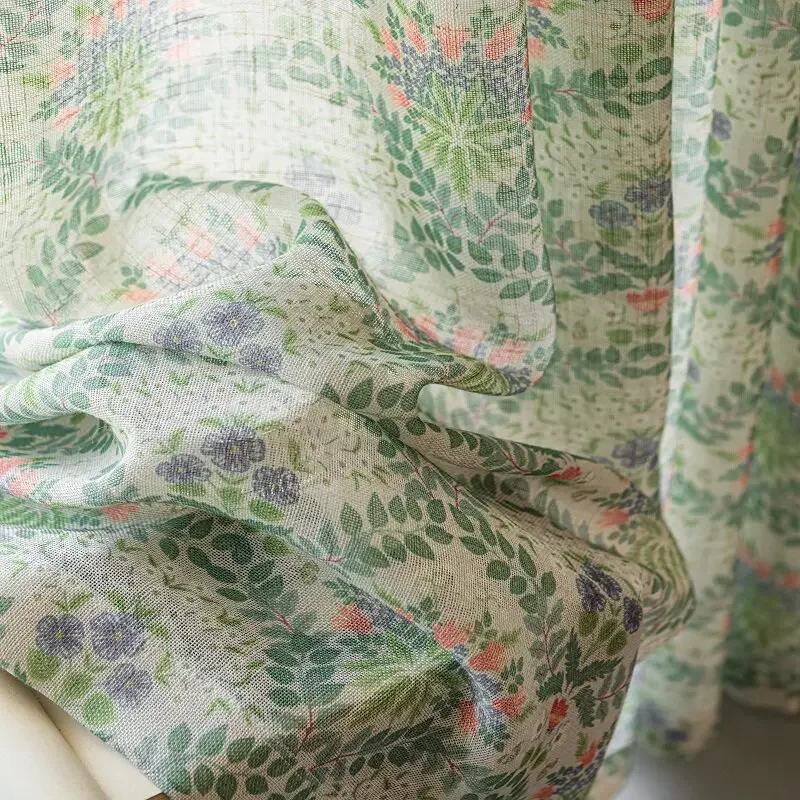 Luxury Rural Retro Gauze Curtain Green Transparent Cotton Linen Gauze Room Balcony Kitchen Villa Light Curtains Decor Elegant
