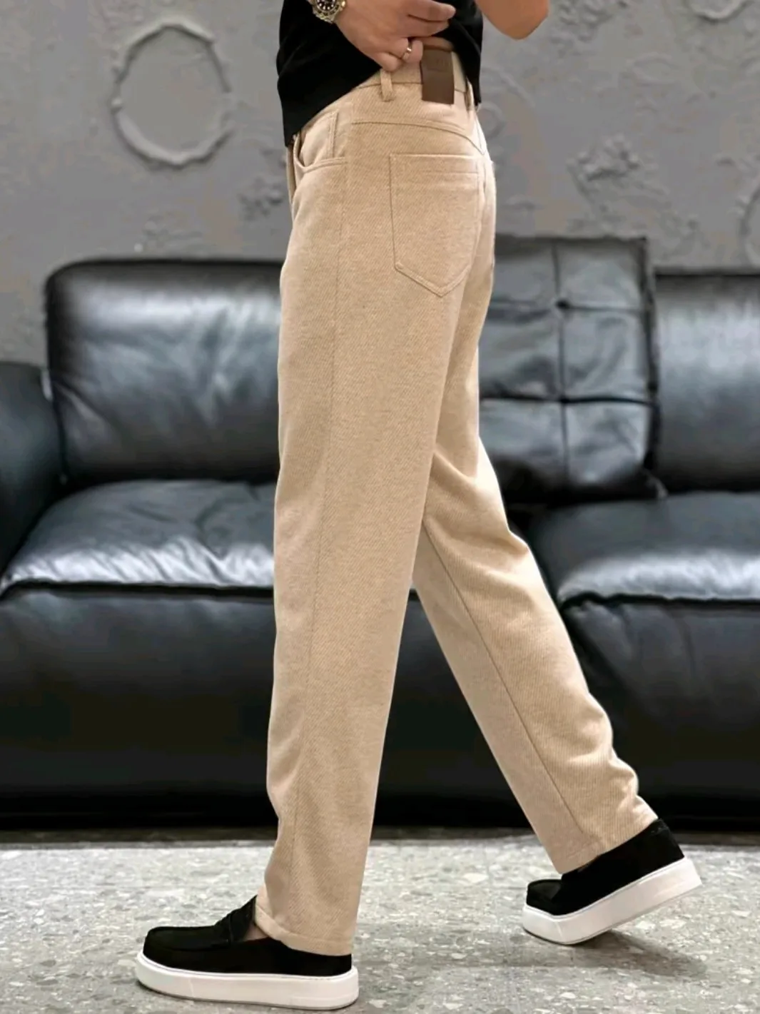 

High Quali Men's Casual Pants Autumn Winter New Sle Busin Cool Comfortable Straight Leg ket Detail Zipper Fly mid W...