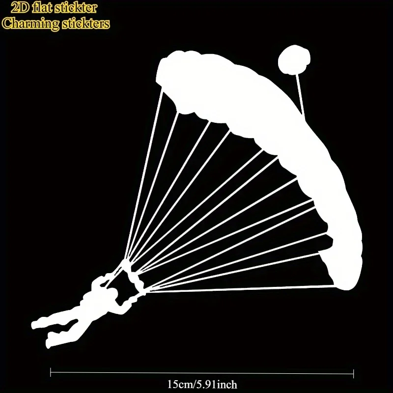 1Pc 2D Flat Paragliding Silhouette Waterproof UV Resistant Vinyl Sticker For Car Motorcycle Exterior Window Decor
